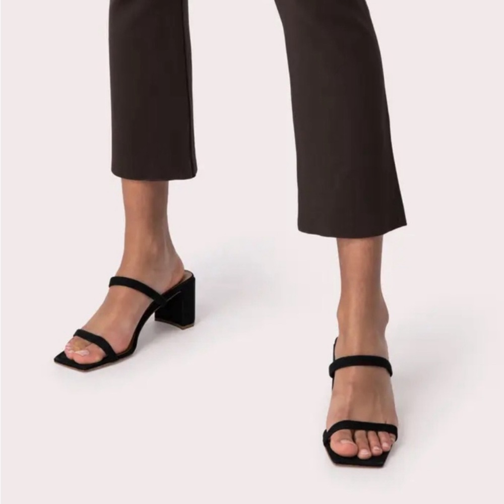 BY FAR Black Minimalist Sandals with Block Heel